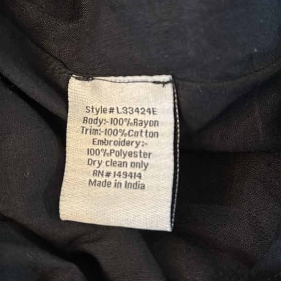 Johnny Was Jade Stephy Midi Dress Embroidered Blue Black Size 10 Boho Luxe - Picture 8 of 9